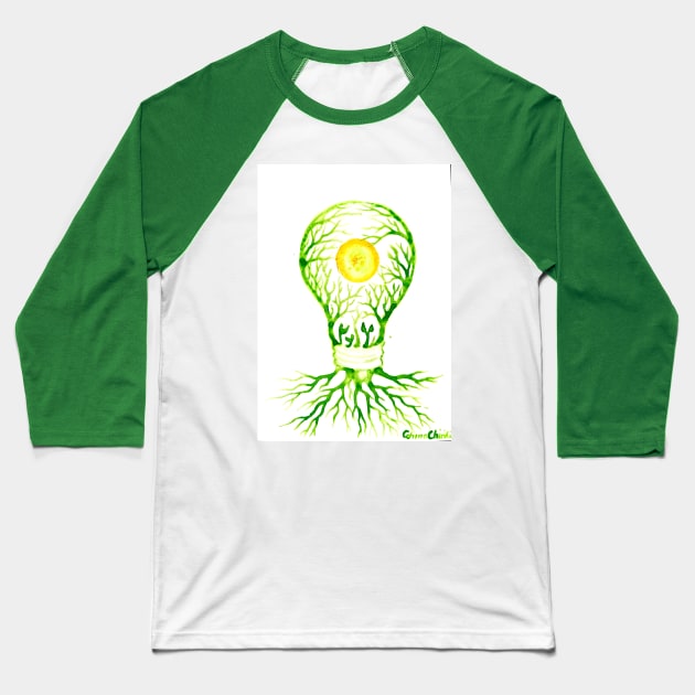 Green energy Baseball T-Shirt by CORinAZONe